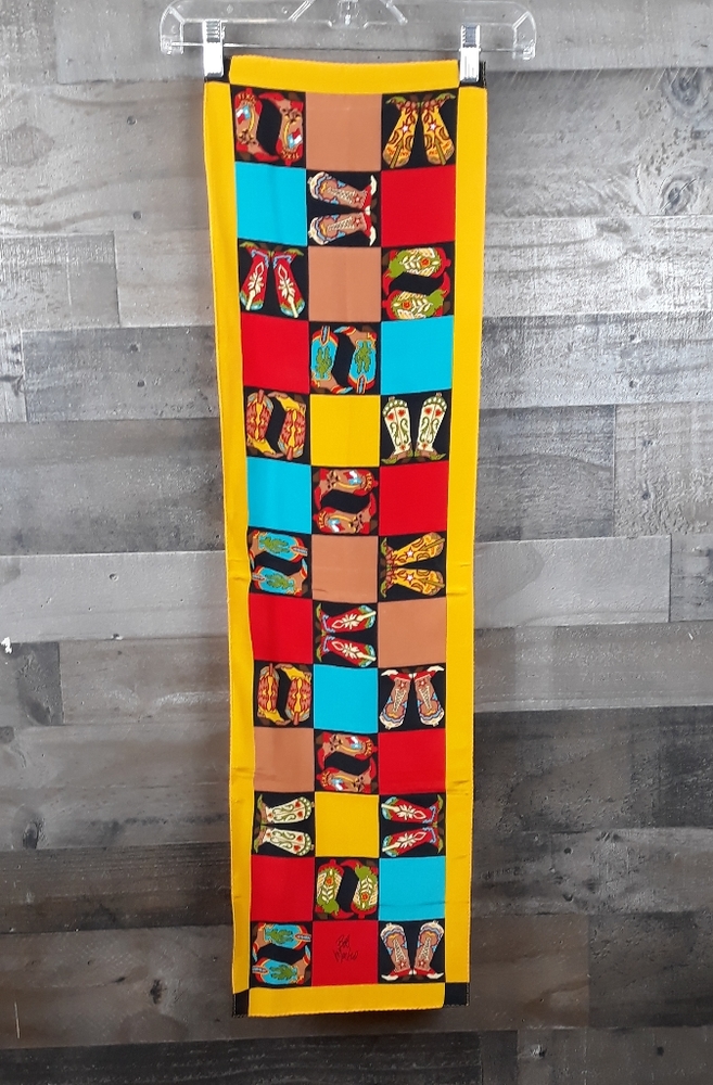 Bob Mackie Silk Cowboy Boots Print Scarf